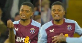 Aston Villa star Leon Bailey stopped from squaring up to Ollie Watkins