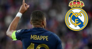 Kylian Mbappe signs Real Madrid shirt as transfer draws closer