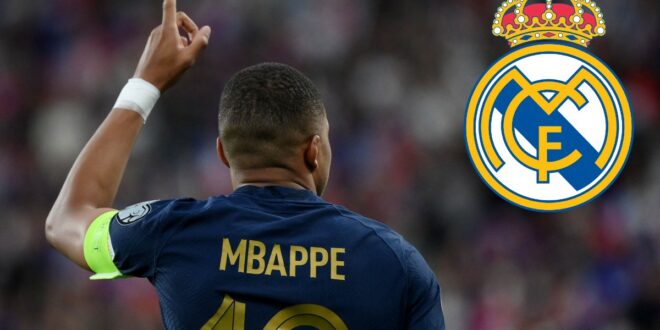 Kylian Mbappe signs Real Madrid shirt as transfer draws closer