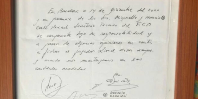 Signed napkin that secured Messi’s move to Barca sells for 5,000 at auction