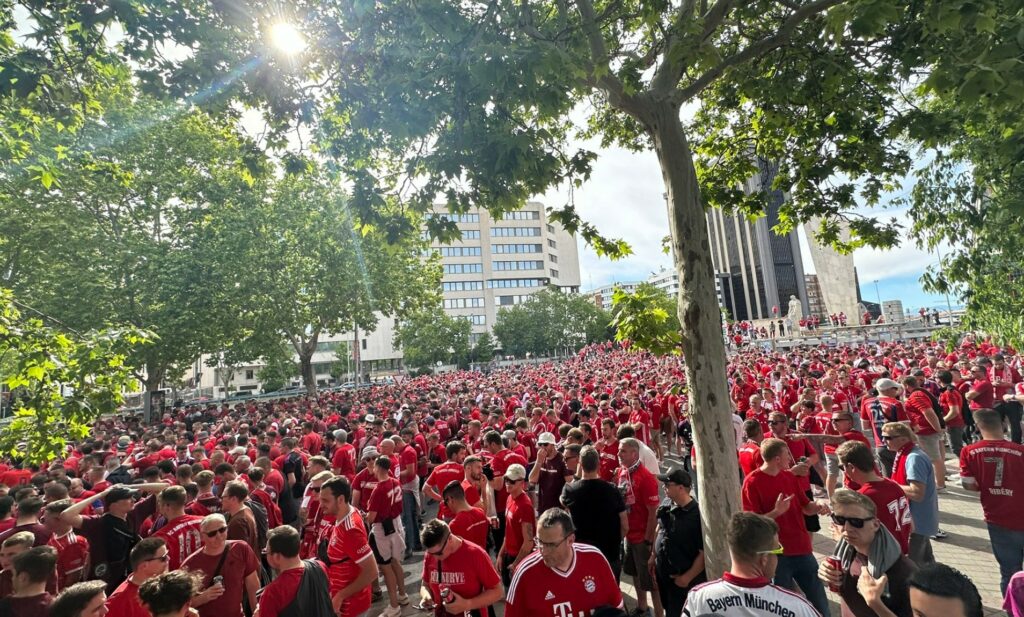 Madrid is a sea of red as fans head to the Bernabeu