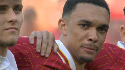 Trent Alexander-Arnold holds back tears during Klopp farewell