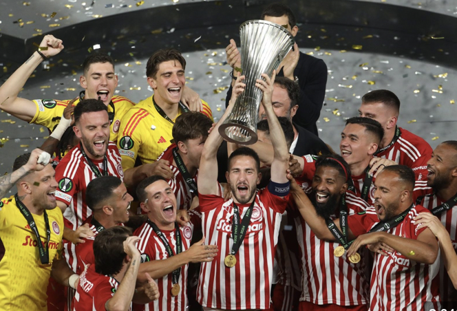 Olympiakos win Greece’s first Euro club trophy; Fiorentina fall at last fence again