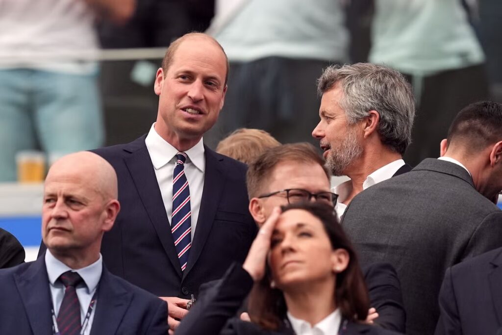 Prince William visits England dressing room after draw against Denmark