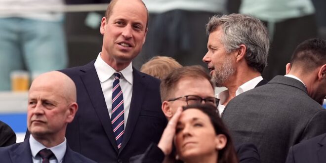 Prince William visits England dressing room after draw against Denmark