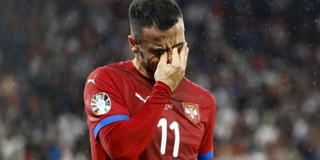 Kostic in tears as he is injured in Serbia’s match at Euro 2024