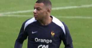 France’s Kylian Mbappe spotted in training after Euro 2024 nose break