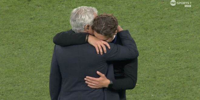 Jose Mourinho consoles Edin Terzic following Champions League final loss