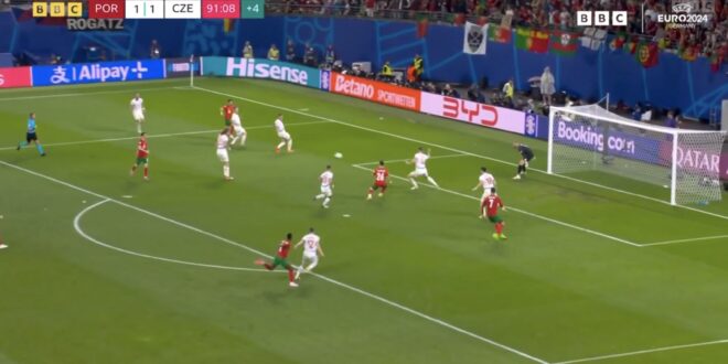 Francisco Conceicao scores inury time winner for Portugal at Euro 2024