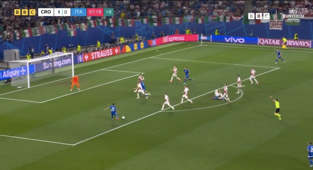 Mattia Zaccagni’s last gasp equaliser for Italy breaks Croatian hearts
