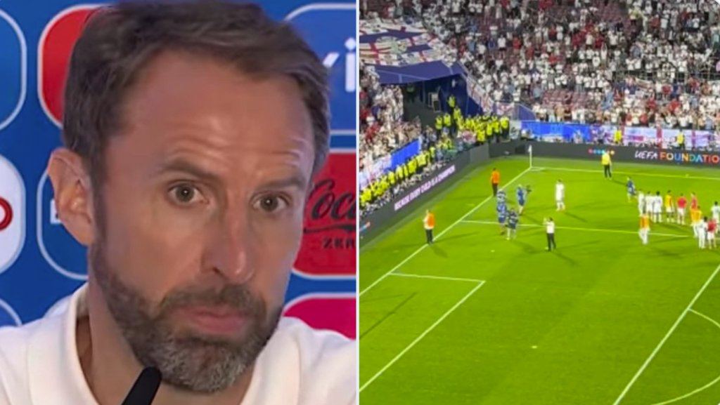 Watch fans throw cups at Gareth Southgate as England boss responds to Euro shambles