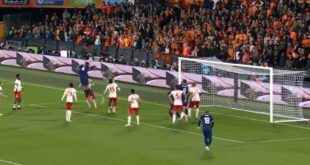 Liverpool’s Virgil van Dijk leaps high to score in Netherlands friendly