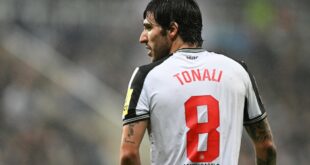 Newcastle midfielder Sandro Tonali ruled out for another three matches