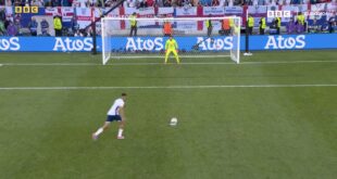 England star’s penalty vs Switzerland recorded as the second most powerful shot of the tournament