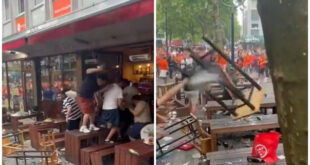 Netherlands fans attack English supporters with chairs