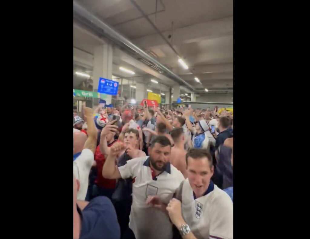 England fans celebrate last gasp win over the Netherlands at Euro 2024