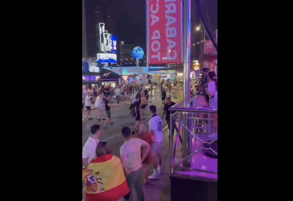 England and Spain fans fight in the streets following Euro 2024 final