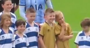 Tottenham star Heung-min Son shares brilliant moment with young mascots before the QPR game