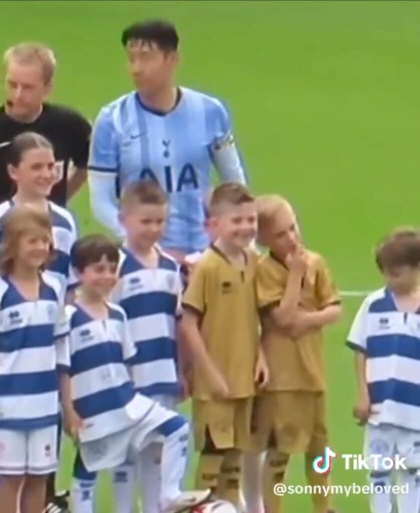 Tottenham star Heung-min Son shares brilliant moment with young mascots before the QPR game