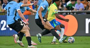 Barcelona duo involved in an on-field scuffle during Uruguay-Brazil Copa America showdown