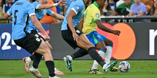 Barcelona duo involved in an on-field scuffle during Uruguay-Brazil Copa America showdown