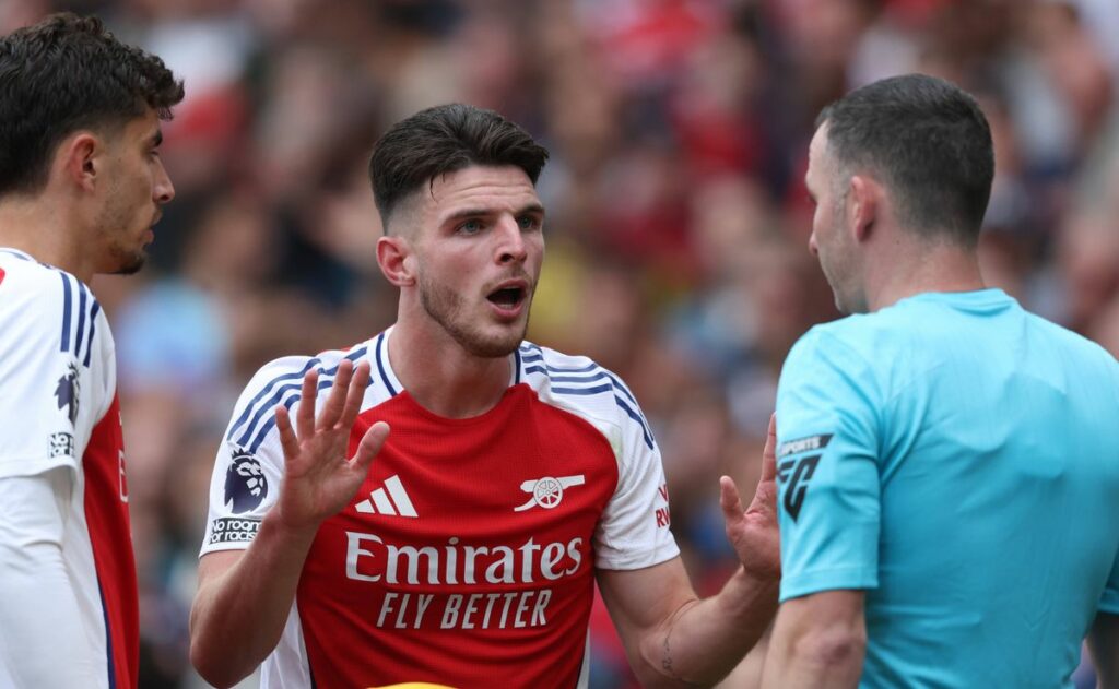 Petty ref decision sends Declan Rice off in Arsenal-Brighton tie