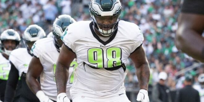 Eagles’ Jalen Carter is seeing snaps at edge rusher with Philadelphia during training camp