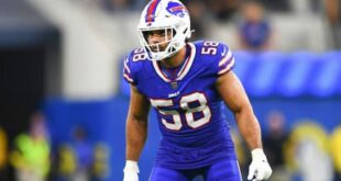 Buffalo’s Matt Milano suffered a torn bicep at practice and is out indefinitely