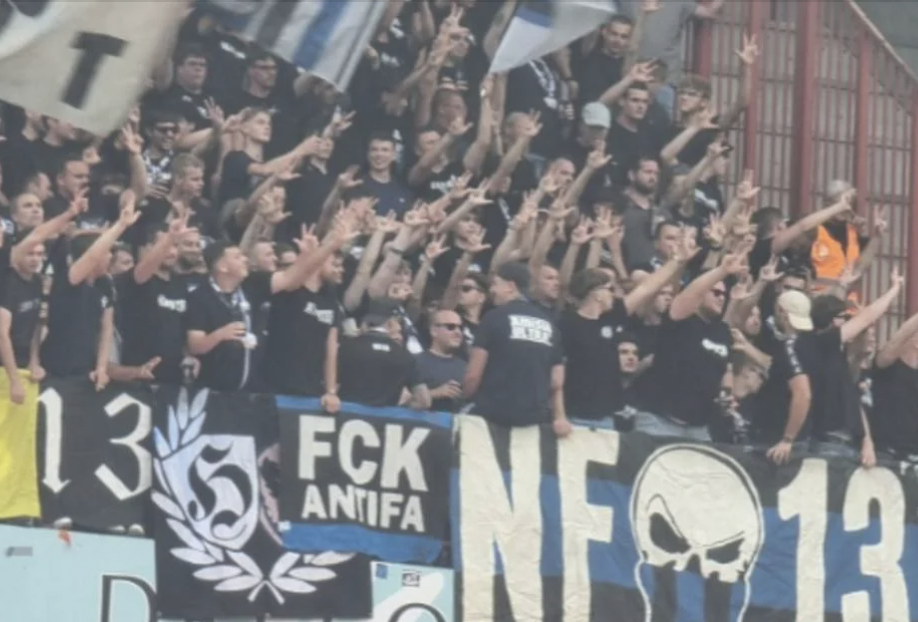 Club Brugge fans respond to Standard Liege anti-racism campaign with Nazi salute