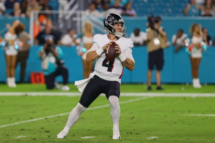 Is Taylor Heinicke a player the Falcons are willing to trade after drafting a QB in 2024?