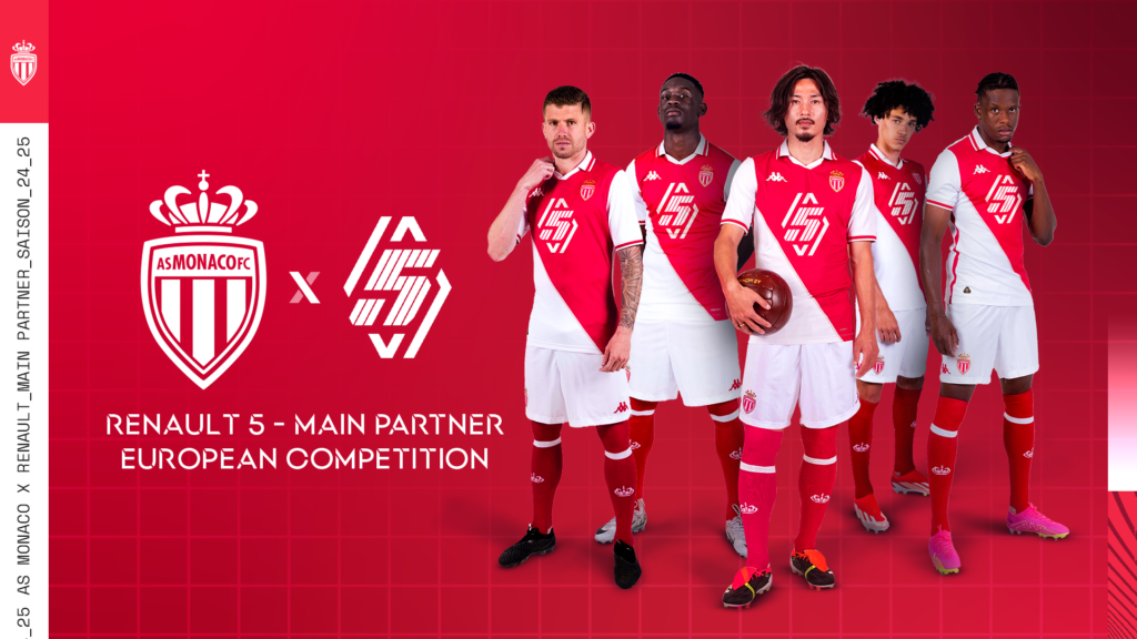 Monaco plug in Renault on front of shirt for centenary and UCL campaign