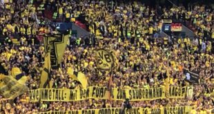 Dortmund fans increasingly take up arms against Rheinmetall sponsorship