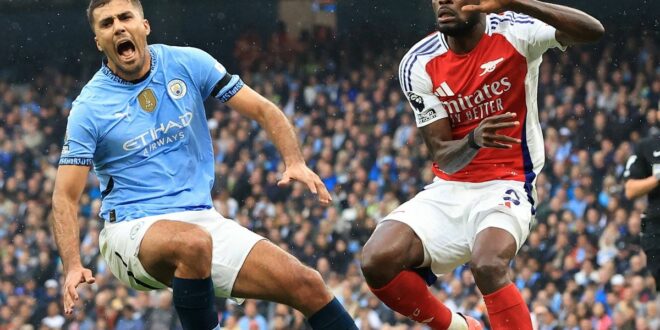 Manchester City escapes with a point against ten-man Arsenal