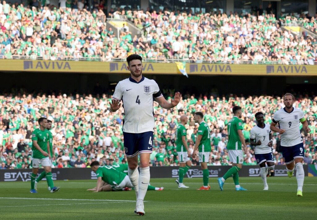 Declan Rice scores for England against former team Ireland