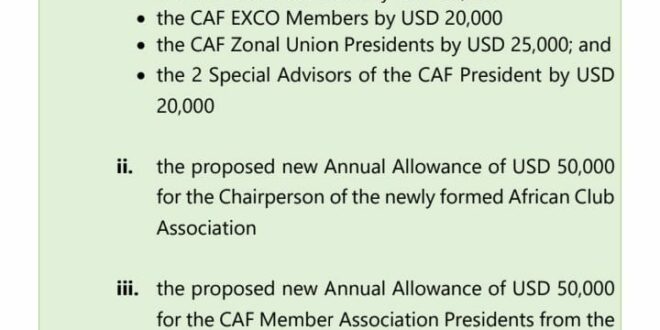 CAF to reward its senior politicos with k increases, adding 0k to annual wage bill