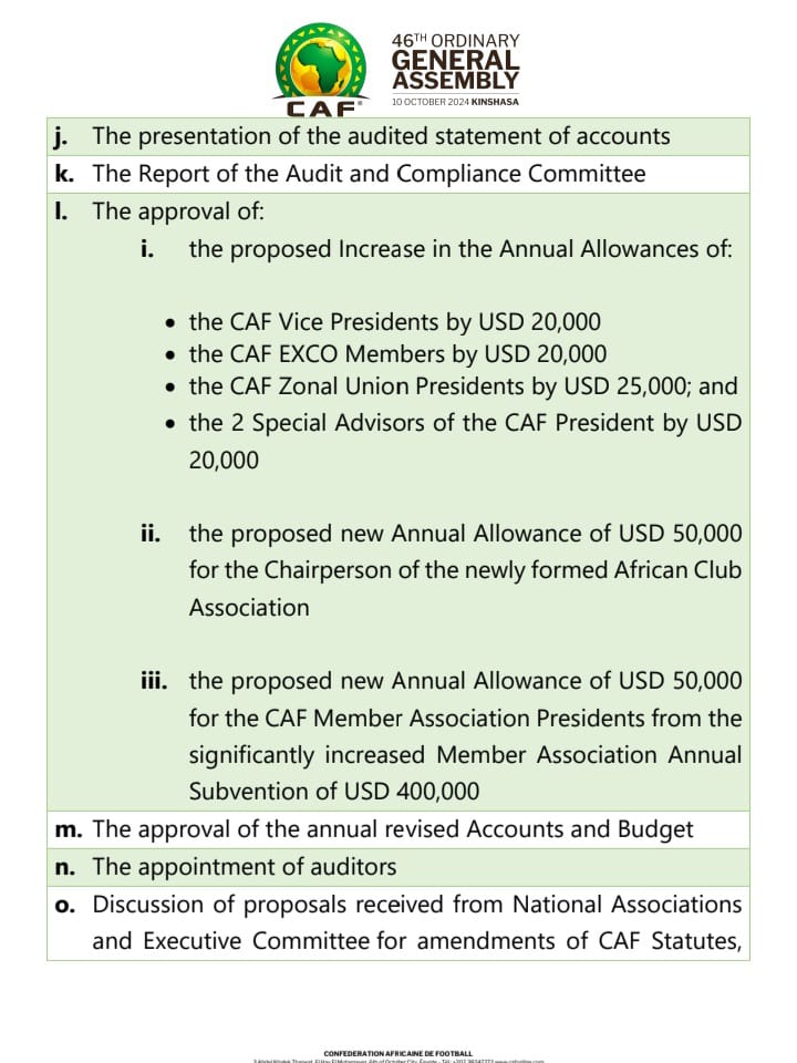 CAF to reward its senior politicos with k increases, adding 0k to annual wage bill