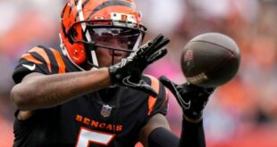 Could Tee Higgins miss his second straight game for the Bengals with a hamstring injury?