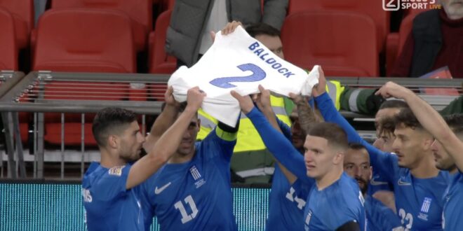 Greece players honour George Baldock with shirt tribute after England goal